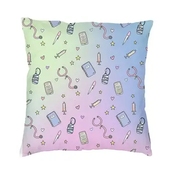 Забавный красочный чехол для подушки для медсестры 40x40, декоративная подушка для кормления с 3D-принтом для автомобиля, двусторонняя