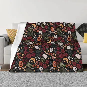 Осенние тыквы, Призраки и черепа, одеяло, Покрывало на кровать, Винтажная эстетика