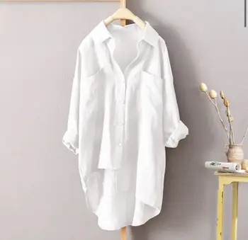 Женские рубашки и блузки 2023, женственная блузка, топ с длинным рукавом, повседневные белые блузки с отложным воротником, женские свободные блузки в стиле OL