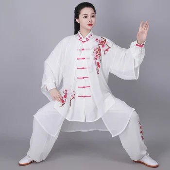 Форма тайцзи, одежда для боевых искусств, одежда для занятий кунг-фу, китайский традиционный комплект из трех предметов, костюм для женщин