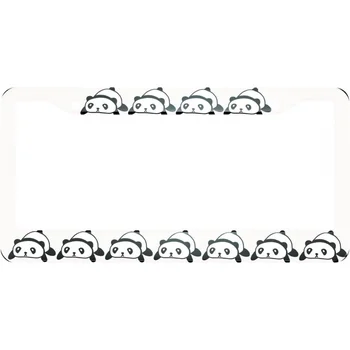 Рамка номерного знака Pandas, металлическая крышка номерного знака, рамки для передних пластин, рамка для автомобильной бирки для женщин, стандарт транспортных средств США для мужчин
