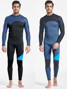 Гидрокостюм для мужчин, 3 мм неопреновые гидрокостюмы для всего тела, водолазный костюм на молнии сзади, термальный купальник, сохраняющий тепло для подводного плавания, серфинга, плавания.