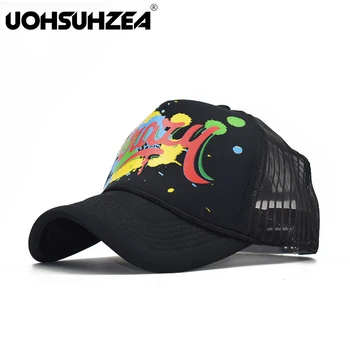 Бренд UOHSUHZEA, Летняя хлопковая бейсболка Snapback, Мужская и женская сетчатая шляпа для папы в стиле хип-хоп, шляпа водителя грузовика, Прямая поставка