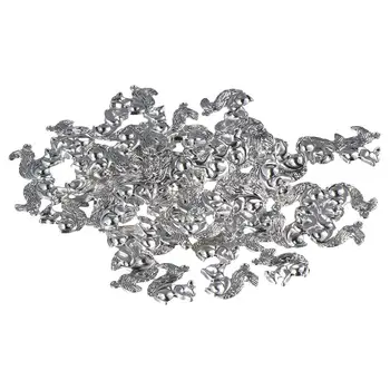 50ШТ Шарм-белка из античного серебряного сплава, 3D подвески в виде животных для изготовления ювелирных изделий, Аксессуары для браслетов и ожерелий своими руками