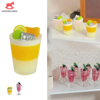 Миниатюрный кукольный домик, мини-фруктовый Чайный напиток, Модель коктейльного напитка, аксессуары для украшения летних напитков, игрушки-ролевики