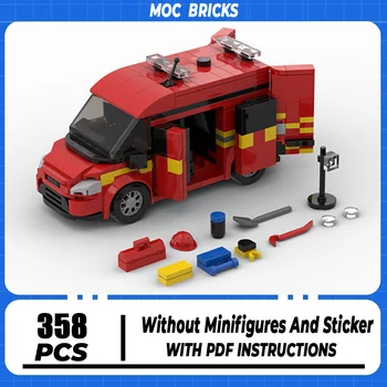Строительные блоки Moc серии автомобилей, модель для расследования Лондонского пожара, Технологический кирпич, фирменный автомобиль, игрушка 