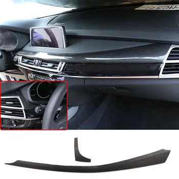 Для BMW X5 F15 X6 F16 2015-2018 Автомобильные Аксессуары 2 шт Внутренняя отделка приборной панели LHD из настоящего углеродного волокна