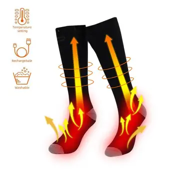 Хлопчатобумажные носки с подогревом, 3 Уровня температуры, Спортивные лыжные носки, Зимняя грелка для ног, Электрический согревающий носок, питание от аккумулятора, Прямая поставка