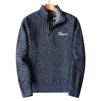 Мужская одежда для гольфа, вязаный свитер, модный приталенный топ для гольфа, зимний мужской шарм, мужская куртка для гольфа, трикотажный топ