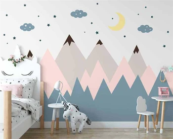 beibehang На заказ новые обои для детской комнаты с геометрическим рисунком горного пика в скандинавском стиле, с воздушным шаром на заднем плане