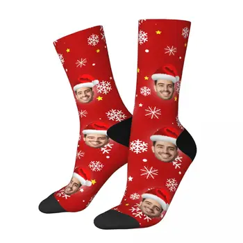 Индивидуальные носки с принтом аватара для мужчин и женщин, забавные хлопковые длинные носки рождественского дизайна, компрессионные носки