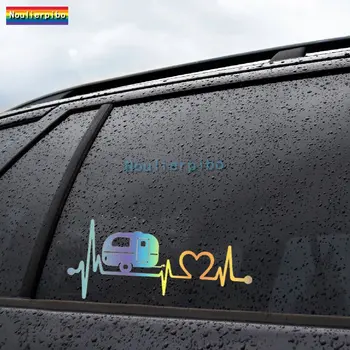Автомобильная наклейка с забавным украшением Caravan Love Heartbeat Подходит для наклеек из ПВХ на кузова автомобилей, лобовое стекло, чехлы для тележек