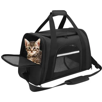Сумка-переноска для собак Портативный рюкзак с сетчатым окошком, одобренная авиакомпанией Маленькая сумка-переноска для домашних животных для собак
