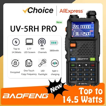 Baofeng UV 5RH Pro 14,5 Вт Беспроводная Высокочастотная Портативная рация 999CH USB Type-C Для зарядки UV5R Трансивер Ham Двухстороннее Радио
