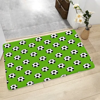 Коврик CLOOCL для прихожей в помещении с зеленой травой и футбольным рисунком, водопоглощающий коврик для пола, фланелевый коврик для прихожей