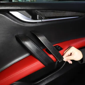 Для Maserati Ghibli 2014-2022 Внутренняя дверная ручка автомобиля из настоящего углеродного волокна, наклейка для отделки подлокотника, автомобильные Аксессуары