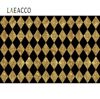 Laeacco Темно-золотой квадрат с бриллиантами, бесшовный узор, декор для вечеринки, Фотофон, фон для фотосессии, Фотостудия
