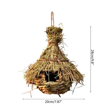 Домики из натуральной травы ручной работы для птиц, подвесное соломенное гнездо для украшения сада