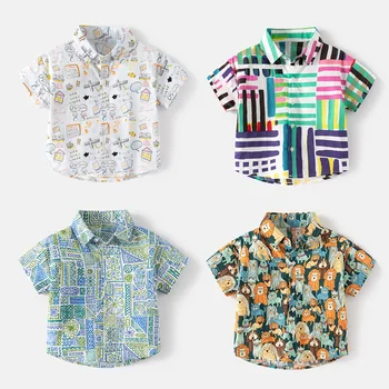 Повседневные летние рубашки для мальчиков с принтом, модные хлопковые футболки хорошего качества для малышей, детская одежда