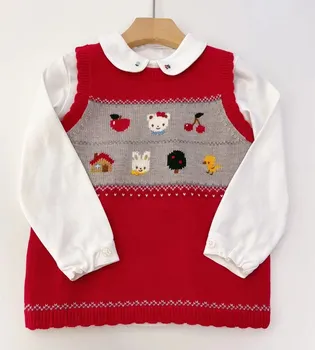 осенняя одежда для маленьких девочек, жилет для мальчиков и девочек, вязаный пуловер с рисунком мультяшного медведя, детский свитер