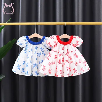 Платье с цветочным рисунком для маленьких девочек, Свободные пышные рукава, модная детская одежда из дышащего хлопка Для детей от 0 до 3 лет