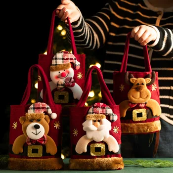 Большие рождественские бархатные сумки, мешочек для конфет, печенья, Красный браслет, сумки для упаковки ювелирных изделий, Сумки для хранения с Рождеством
