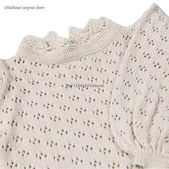 Вязаный свитер для маленьких девочек, хлопковый пуловер с длинными рукавами, топ для малышей, осенний челночный корабль