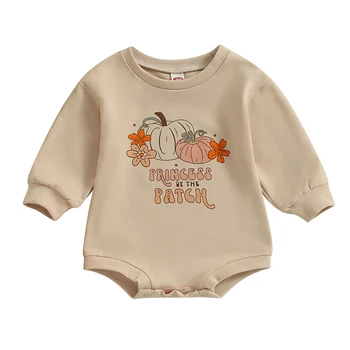 Bmnmsl, Толстовка для младенцев на Хэллоуин, комбинезон с буквенным принтом и тыквой, комбинезон с круглым вырезом и длинным рукавом, одежда для малышей