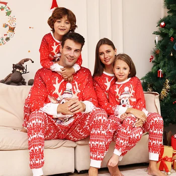 Рождественские Семейные пижамы, комплект одежды 2023, Новогодние Рождественские пижамы для папы, мамы, детей, семейных пар, одежда для сна в семейном стиле