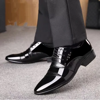 Новейшие оксфордские туфли, мужские роскошные лаковые свадебные туфли, модельные туфли с острым носком, Классические туфли-дерби, Кожаные туфли 38-48 размера