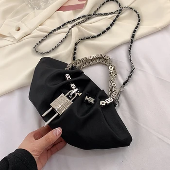 кошельки и сумочки женские сумки на лето 2023, новая высококачественная сумка на цепочке, черная нейлоновая сумка-мессенджер