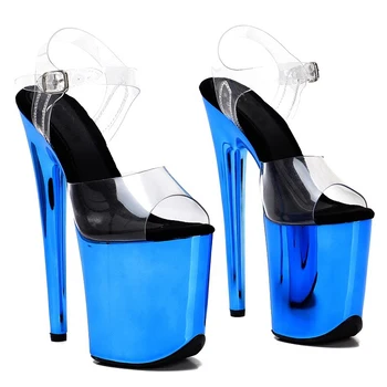 Женские босоножки на высоком каблуке из ПВХ нового цвета, 20 см / 8 дюймов, Пикантные модельные туфли для показа и танцев на шесте 011