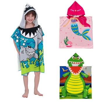 Детское пляжное полотенце для мальчиков и девочек, Банное полотенце с капюшоном, Детское полотенце для бассейна с капюшоном, Детское банное полотенце с капюшоном