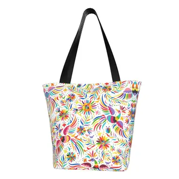 Милые сумки для покупок в мексиканском стиле с цветочным узором, брезентовая сумка для покупок через плечо