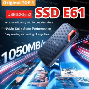 NVMe E61 SSD 128 ТБ 4 ТБ 8 ТБ Внешний Жесткий диск 2000 МБ/с./с. Высокоскоростной USB3.2 Портативный SSD 1 ТБ 500 ГБ для телефона Type-C, Планшета, ноутбука