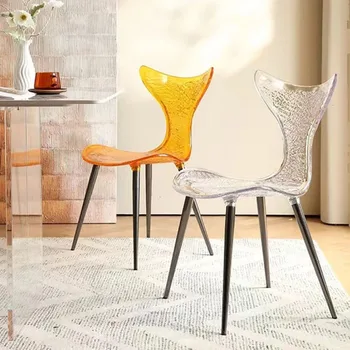 Пластиковые обеденные стулья Nordic Прозрачные Дизайнерские Эргономичные обеденные стулья Минималистичный декор для гостиной Sillas Акриловая мебель