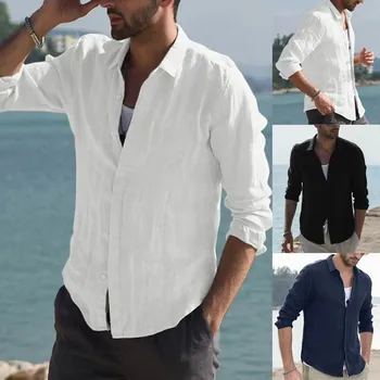 Однотонная рубашка с длинным рукавом из чистого хлопка, мужская молодежная рубашка, повседневный кардиган, пальто, мужская уличная одежда 2023 года в Европе и Америке