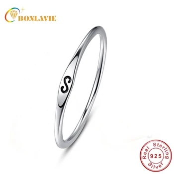 BONLAVIE Infinite Symbol 8-словная Масляная капля Кольца из стерлингового серебра S925 пробы для женщин, свадебные Модные Аксессуары