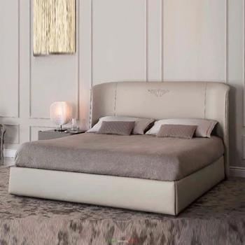 Кровать из натуральной кожи, 2 метра, большая и простая современная двуспальная кровать, главная спальня, светлая роскошная свадьба