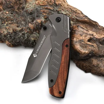 Дамаск 7CR15MOV Складной Нож с лезвием Открытый Инструмент Кемпинг Охотничий Нож для выживания 440C Карманные ножи с деревянной ручкой из нержавеющей стали