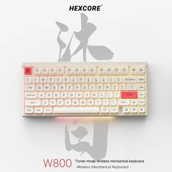Трехрежимная Беспроводная Механическая клавиатура Hexcore W800 Проводная 2.4g с возможностью горячей замены 75% Раскладки 82-клавишная клавиатура Rgb
