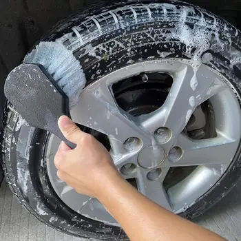 Устойчивая щетка для мытья колес Портативная практичная щетка для чистки обода шины Практичная Пластиковая щетка для чистки колес для автомобилей
