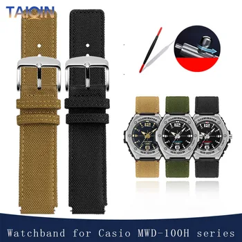 20 мм нейлоновый браслет для Casio Steel Heart MWA-100HD-1A Холщовый ремешок для часов MWD-100H Черный браслет Samurai аксессуары для часов