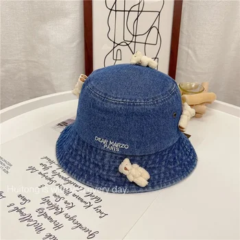 2022 Ковбойская рыбацкая шляпа с вышивкой буквами в виде куклы-медведя, мужская и женская весенняя мода, Креативная шляпа-зонт YF0504