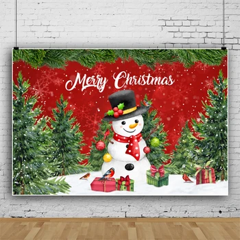 С Рождеством Белый Снеговик Детский портретный фон Фотография Зимние Деревья Лес Снежный пол Фоны для душа новорожденного