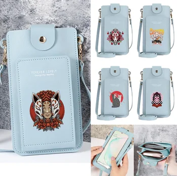 Женская сумка для мобильного телефона, модная сумка для карт через плечо, кошелек для телефона с маской, кожаная мини-сумочка с сенсорным экраном, сумка через плечо
