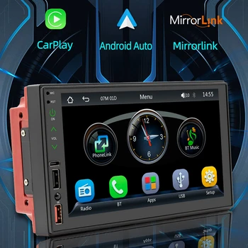 2 Din CarPlay Автомагнитола Bluetooth Стерео Android-Auto Автомобильный Мультимедийный Плеер MP5 Громкой Связи USB Аудиосистема Головное Устройство