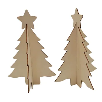 Рождественские украшения для деревянного стола, 3D вырезы из дерева в форме Рождественской елки, Незаконченная Рождественская елка для декора рождественских праздников, свадебных вечеринок