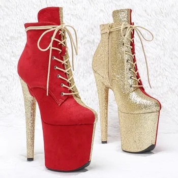 LAIJIANJINXIA/ Новые Модные Женские Современные ботинки с искусственным верхом 20 см/8 дюймов Для танцев на шесте На высоком каблуке и платформе 495