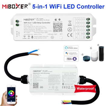 Miboxer WL5 5 в 1 WiFi Контроллер Светодиодной Ленты Диммер Водонепроницаемый DC12V 24V Для одноцветной CCT RGB RGBW RGB + CCT Strip Light Лампы